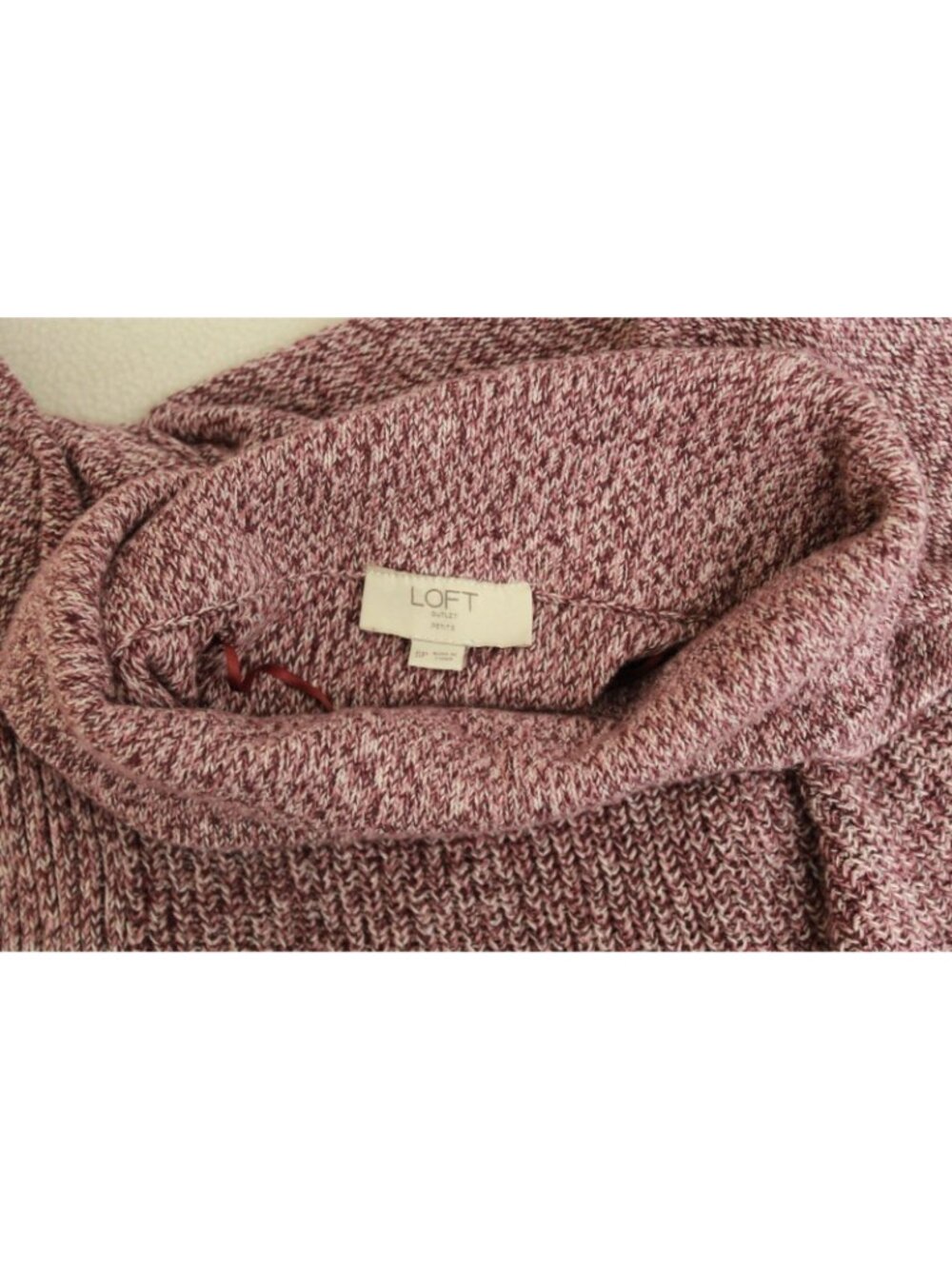 Loft Outlet Petite Sweter Women Woven Size SP Color Burgundi Long Sleeve - Picture 8 of 10